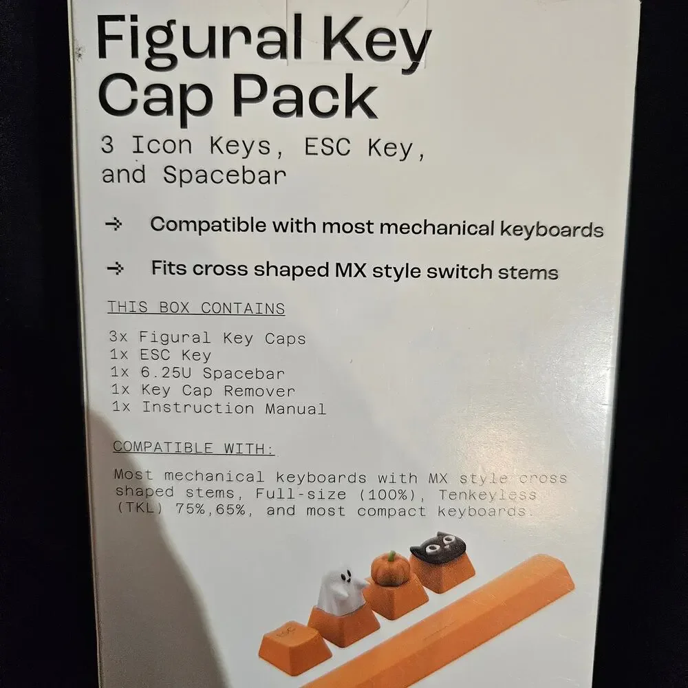 Halloween Pumkin Figural Key cap pack 3 Icon Keys, ESC Key and Spacebar